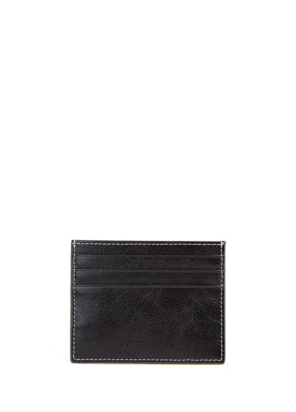 Beymen Club Black Contrast Stitched Men's Leather Business Card Holder - 2