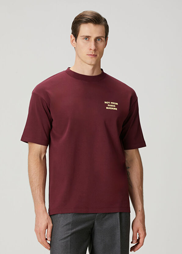 Drôle De Monsieur Bordo Logo Baskılı T-shirt - 1
