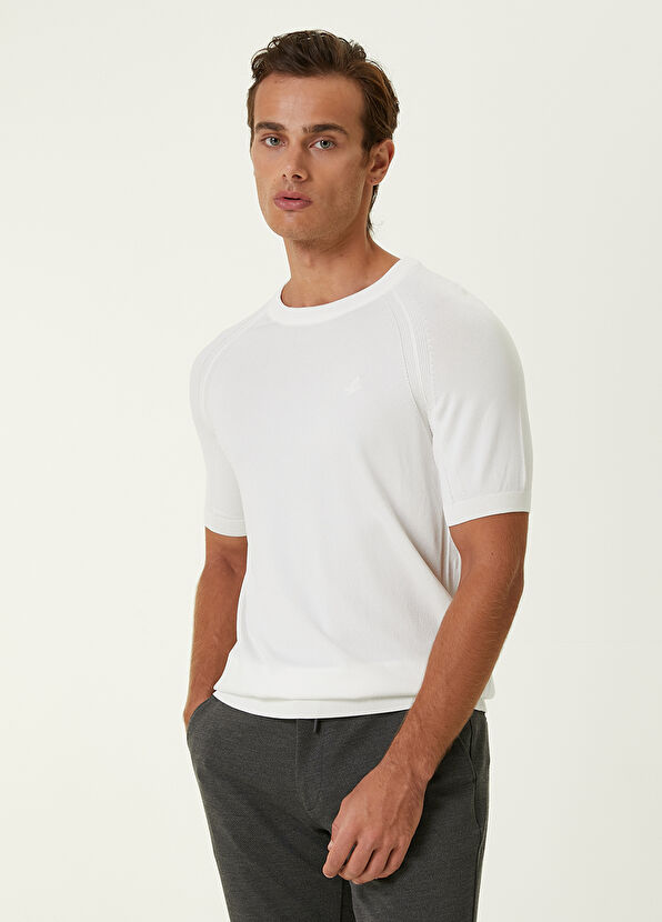 Beymen Club Beyaz Logolu Kısa Kollu Kazak - 3