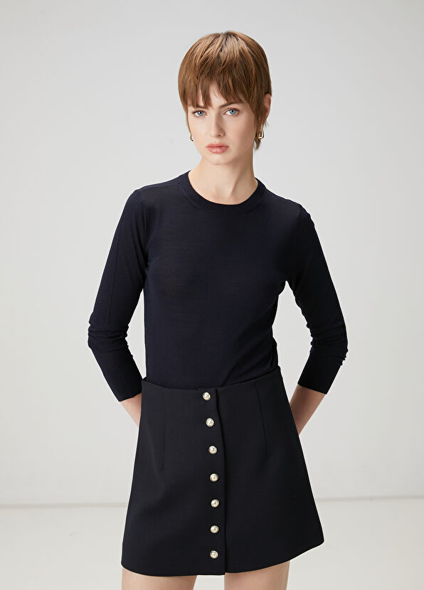 Beymen Club Lacivert Yün İnce Basic Kazak - 1