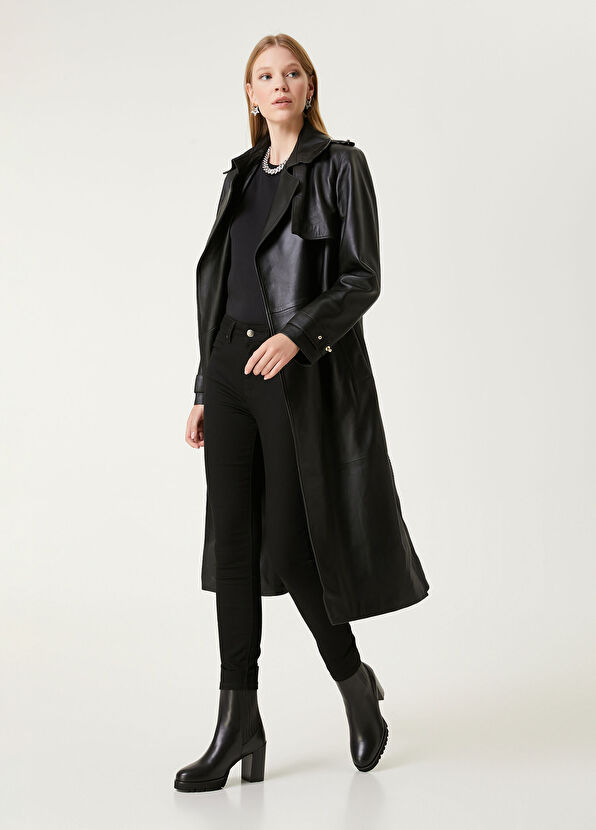 Beymen Club Siyah Deri Pardesü - 1