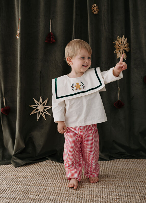 Ilo + Friends Lou Santa Cream Long Sleeve Unisex Kids Blouse - 2