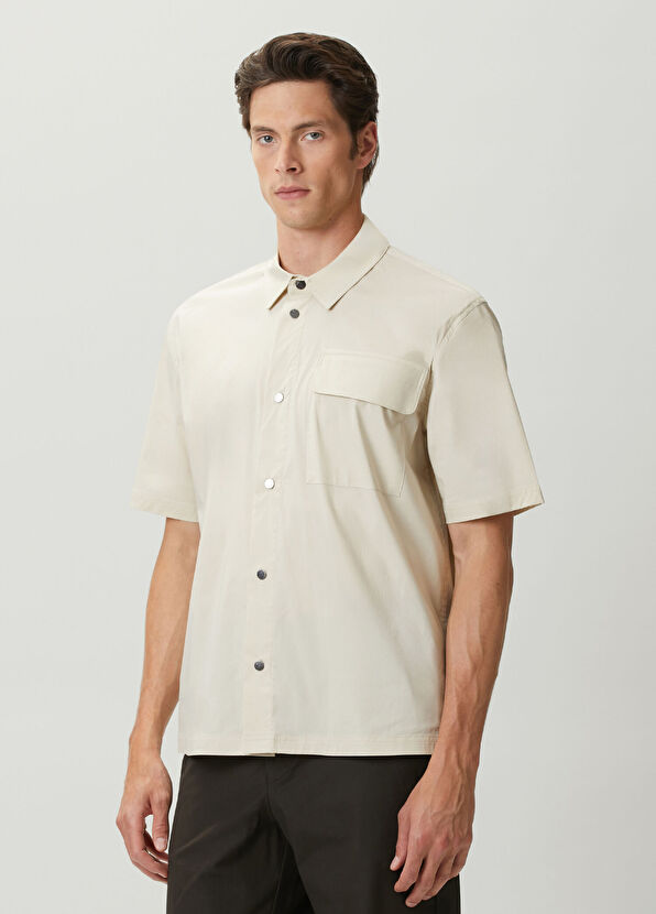 Beymen Club Beige Pockets Short Sleeve Oversize Shirt - 4