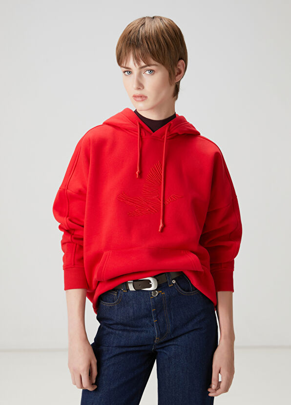 Beymen Club Red Bird Embroidered Hoodie - 1