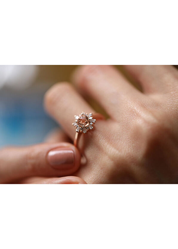 Reis Kuyumculuk The Morganite 14 Ayar Rose Gold Kadın Pırlanta Yüzük - 4