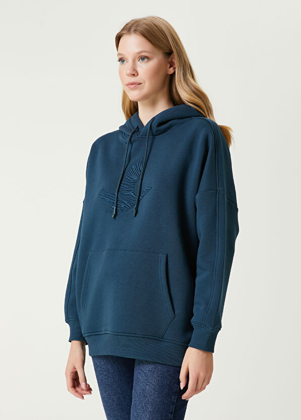 Beymen Club Teal Blue Logo Hoodie - 4