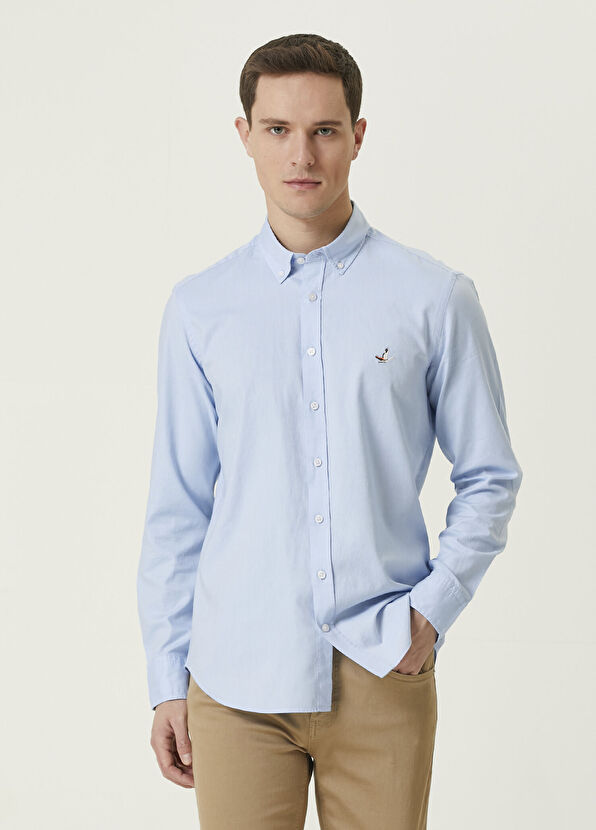Beymen Club Slim Fit Light Blue Oxford Shirt - 1