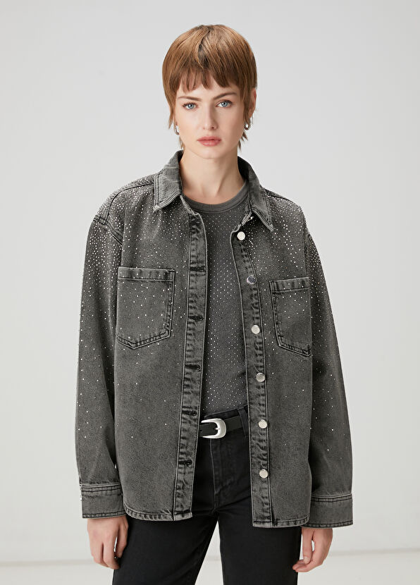Beymen Club Grey Stone Denim Jacket - 1