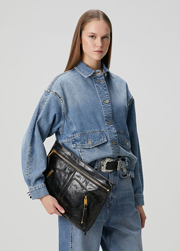 Siyah Kadın Deri El Portföyü - Görsel 3