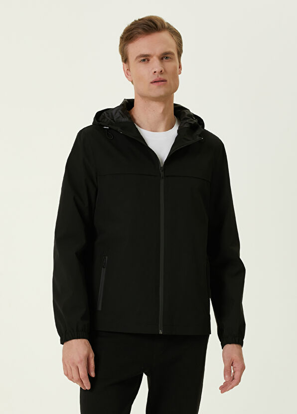 Beymen Club Black Hooded Monogram Detailed Coat - 1