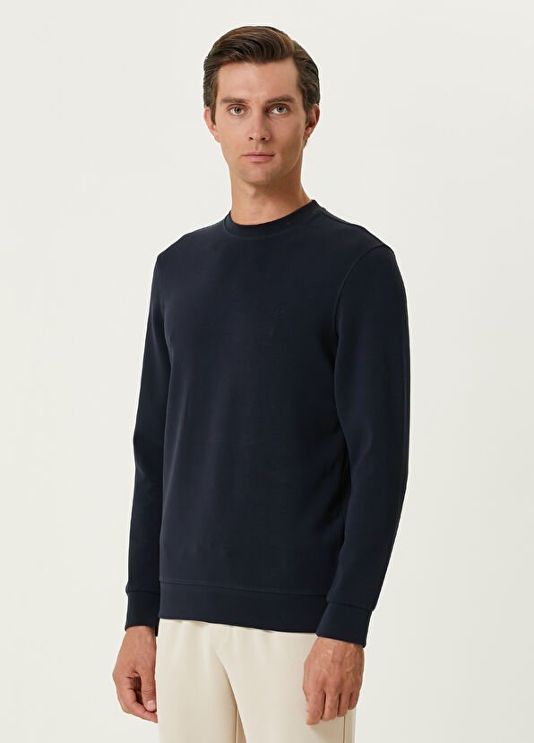 Beymen Club Navy Blue Logo Detailed Sweatshirt - 4