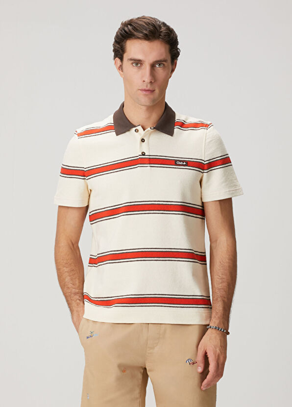 Beymen Club Off-White Comfort Fit Striped Single Jersey T-Shir - 1