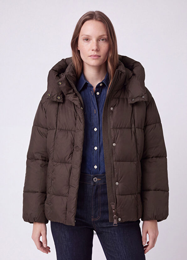 Beymen Club Kahverengi Kapüşonlu Puffer Mont - 3