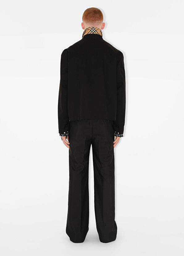 Burberry Gabardine Harrington Siyah Fermuarlı Erkek Ceket - 4