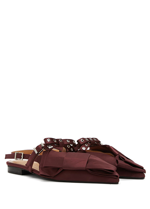 Ganni Big Bow Bordo Kadın Babet - 2