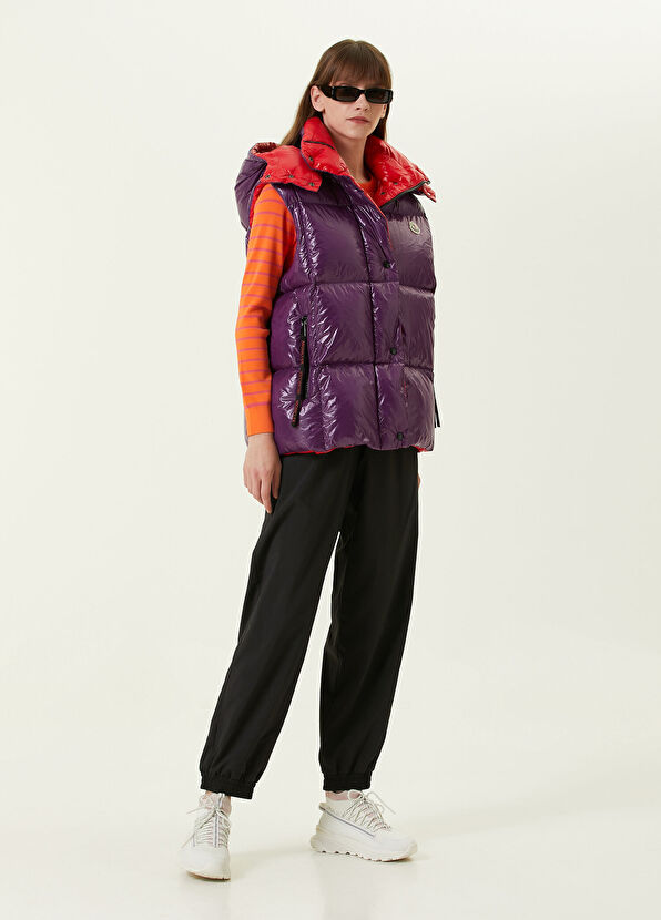 Moncler Luzule Mor Kapüşonlu Puff Yelek - 2