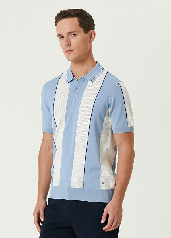 Beymen Club Blue Openwork Short Sleeve Polo Sweater - 4