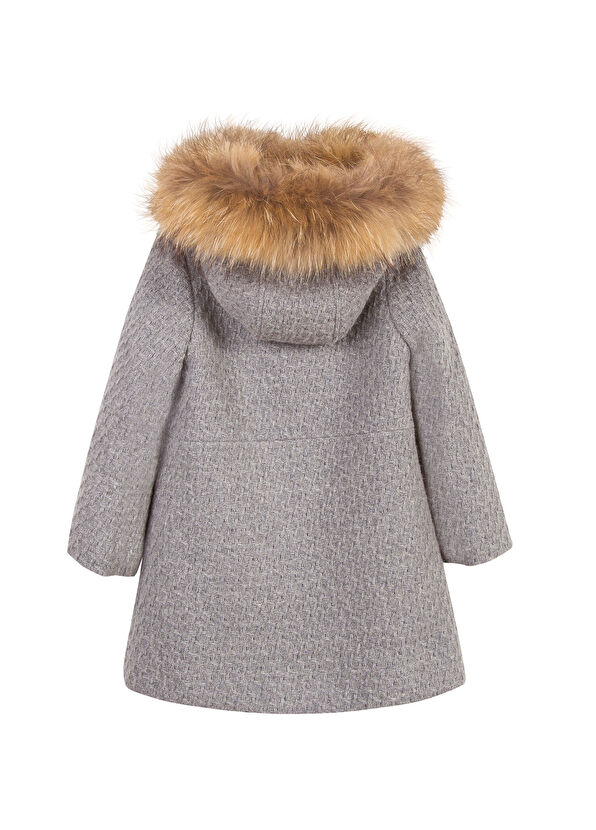 Tartine Et Chocolat Grey Wool Hooded Girl's Coat - 2