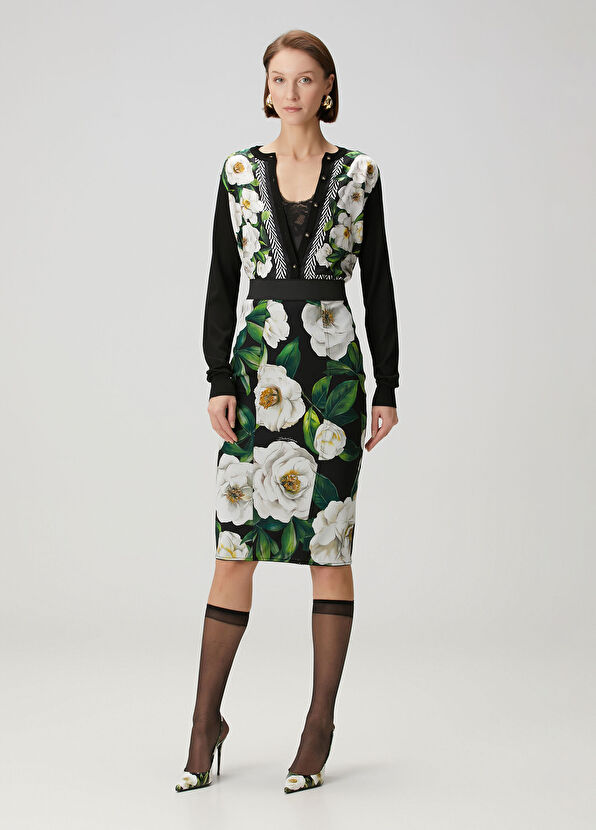 Dolce&Gabbana Siyah Çiçekli İpek Hırka - 2