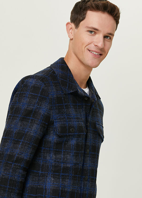 Beymen Club Siyah Ekose Desenli Flanel Örme Dış Gömlek - 2