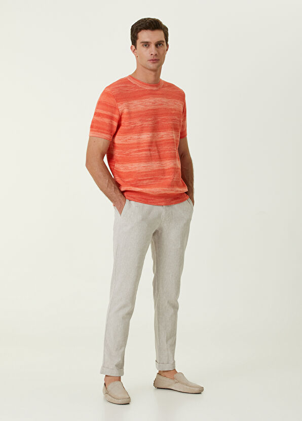 Beymen Club Turuncu İri Örgü Dokulu Kısa Kollu Kazak - 2