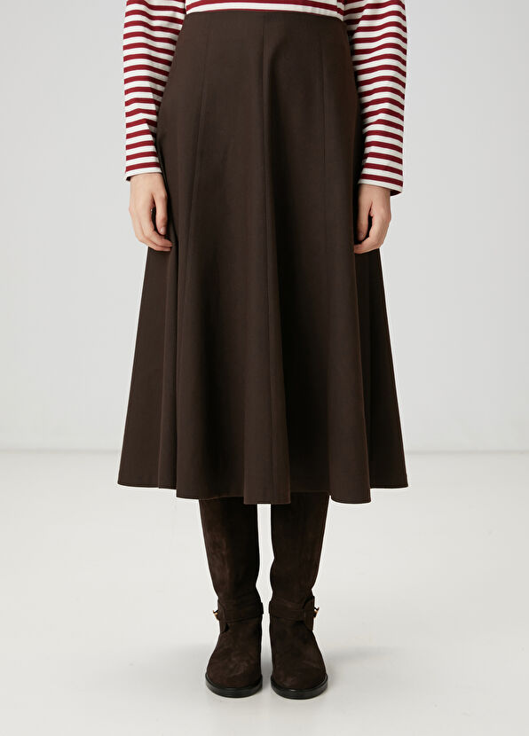 Beymen Club Kahverengi Midi Kloş Etek - 2