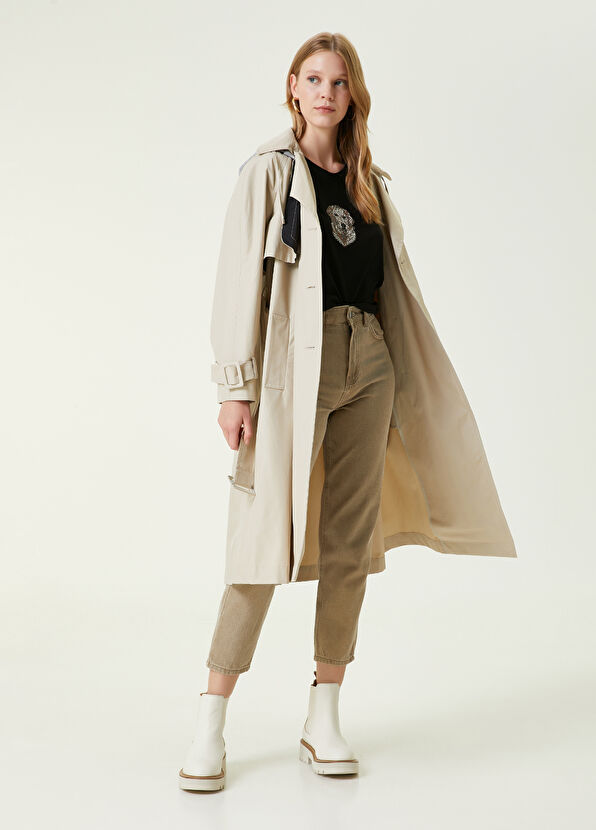 Beymen Club Açık Bej Kapüşonlu Kruvaze Pardösü - 2