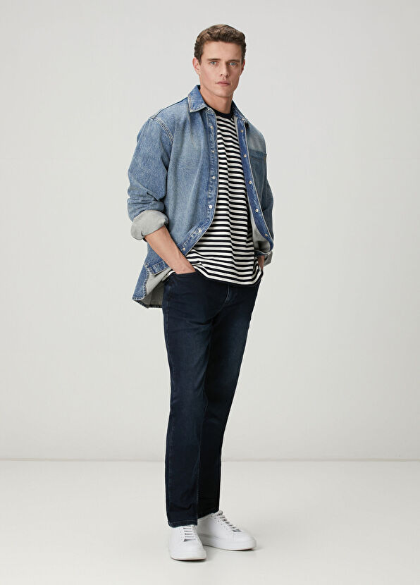 Beymen Club Mavi Oversize Fit Tek Cepli Jean Gömlek - 2