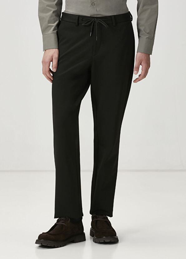Beymen Club Siyah Beli Kordonlu Örme Chino Pantolon - 2
