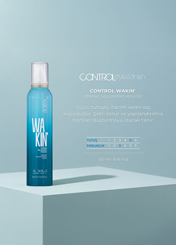 Screen Hair Care Control Wakin' Volumizing Powerful Hair Styling Mousse 250 ml - 2