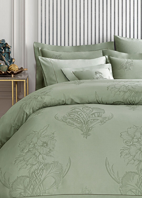 Valeron Rina Haki Pamuklu Jakar Super King Size Nevresim Takımı 260 x 240 cm - 3