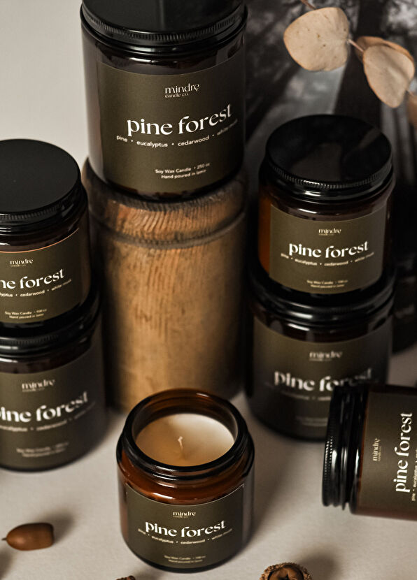 Mindre Candle Co. Amber Series Pine Forest Scented Soy Candle 250 ml - 2