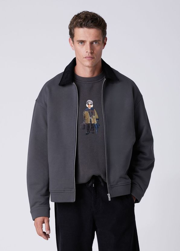 Beymen Club Anthracite Collar Velvet Inserted Sweatshirt - 1