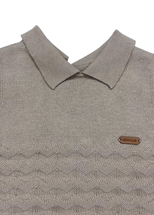 Patique Kids Beige Baby Boy Organic Cotton Zigzag Shorts Romper - 2