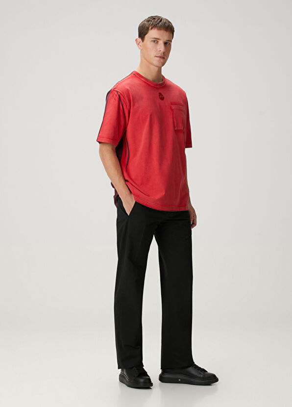 McQueen Kırmızı Colorblocked Detaylı T-shirt - 2