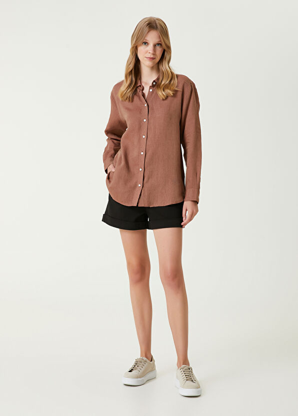 Beymen Club Kahverengi Kuş Logolu Keten Gömlek - 2