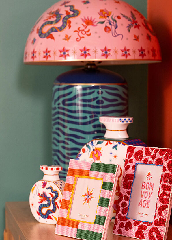 Zsa Zsa Zsu Dadrı Colored Glass Bead Wooden Frame 17 x 17 cm - 2