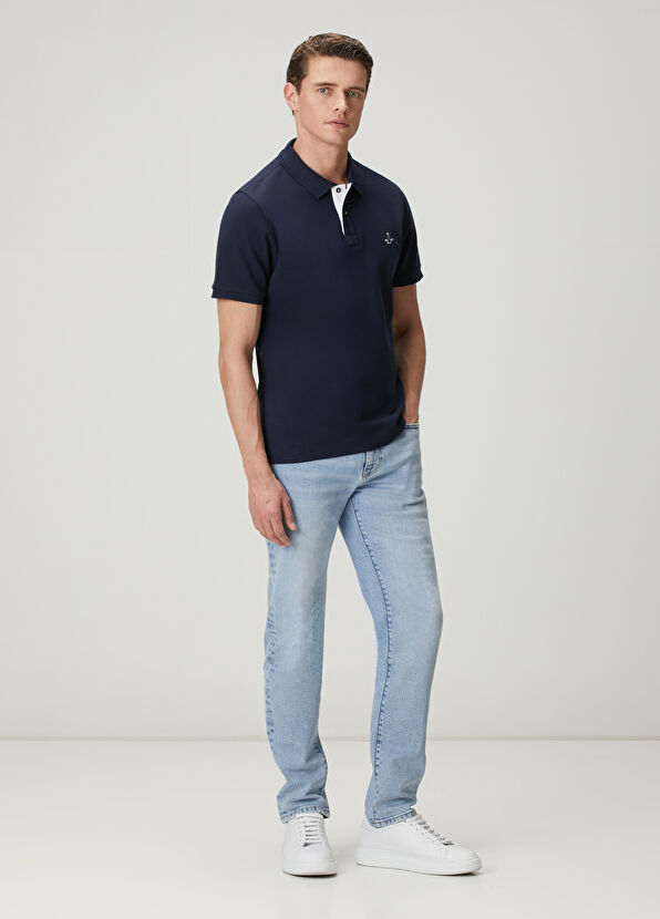 Beymen Club Lacivert Comfort Fit Yaka Altı Baskılı Polo T-shir - 3