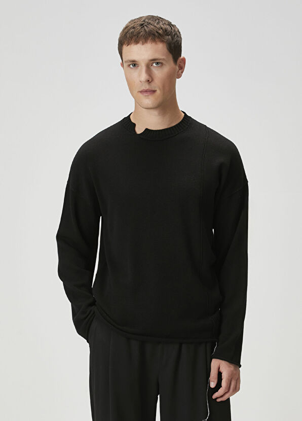 Isabel Benenato Siyah Yıpratma Detaylı Kazak - 1