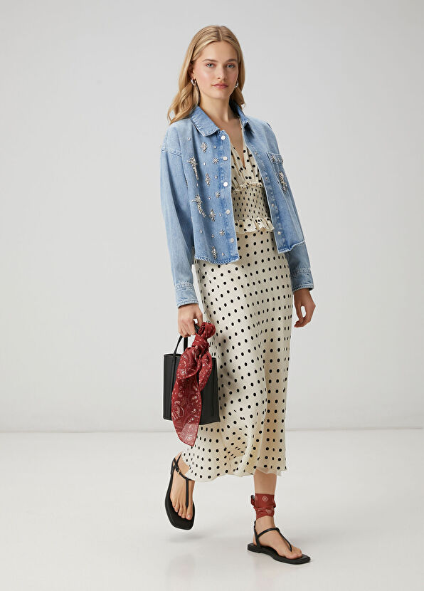 Beymen Club Kırık Beyaz Puantiyeli Midi Elbise - 2