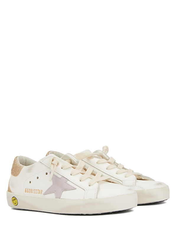 Golden Goose Super-Star Beyaz Lila Kız Çocuk Deri Sneaker - 2