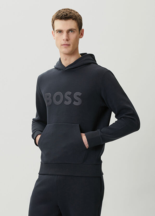 Boss Soody Navy Logo Print Sweatshirt - 4