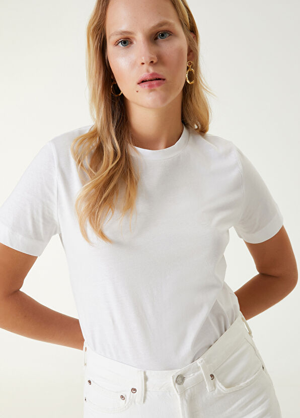 Beymen Club Kırık Beyaz Basic T-shirt - 2