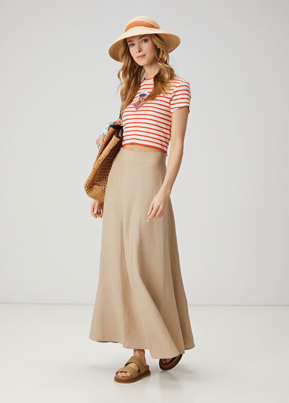 Beymen Club Ecru Striped Dog Appliqued T-Shirt - 2