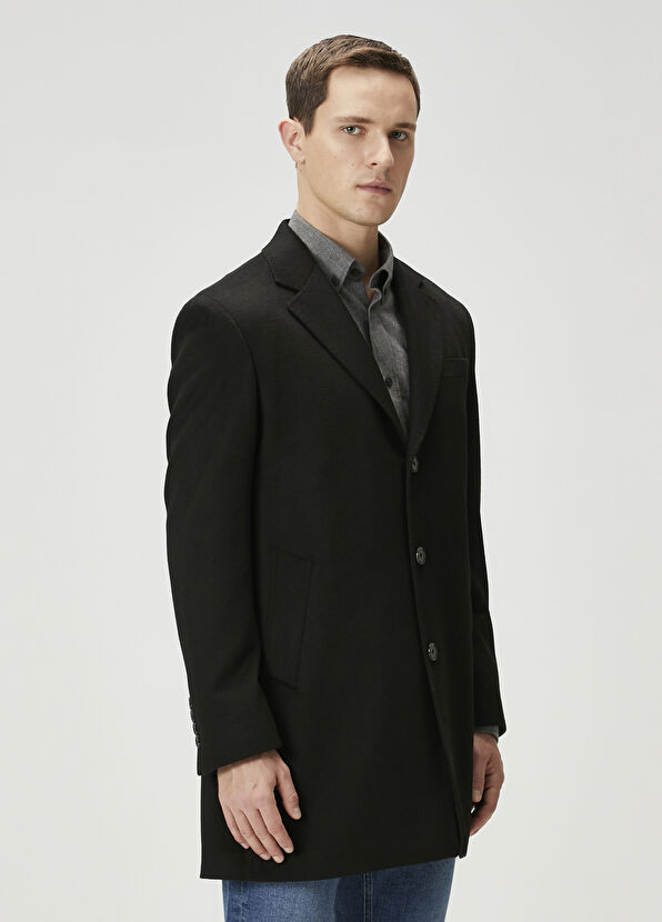 Beymen Club Siyah Yün Kaşe Palto - 3