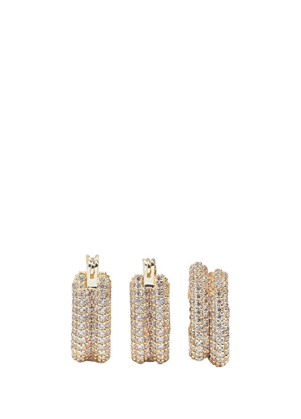 Beymen Collection Gold Stone Detailed Women's Earcuff Earrings Set - 1