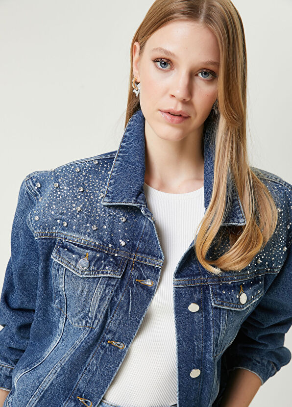 Beymen Club Blue Stone Embroidered Denim Jacket - 2
