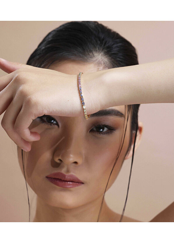 Mov Diamond Yuse Rainbow Safir 14 Ayar Altın Kadın Bileklik - 2