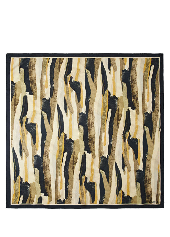 Beymen Club Khaki Brush Print Silk Scarf - 1