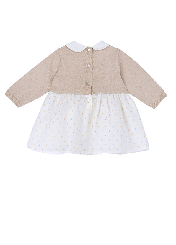 Chicco Cream Long Sleeve Baby Girl Dress - 2